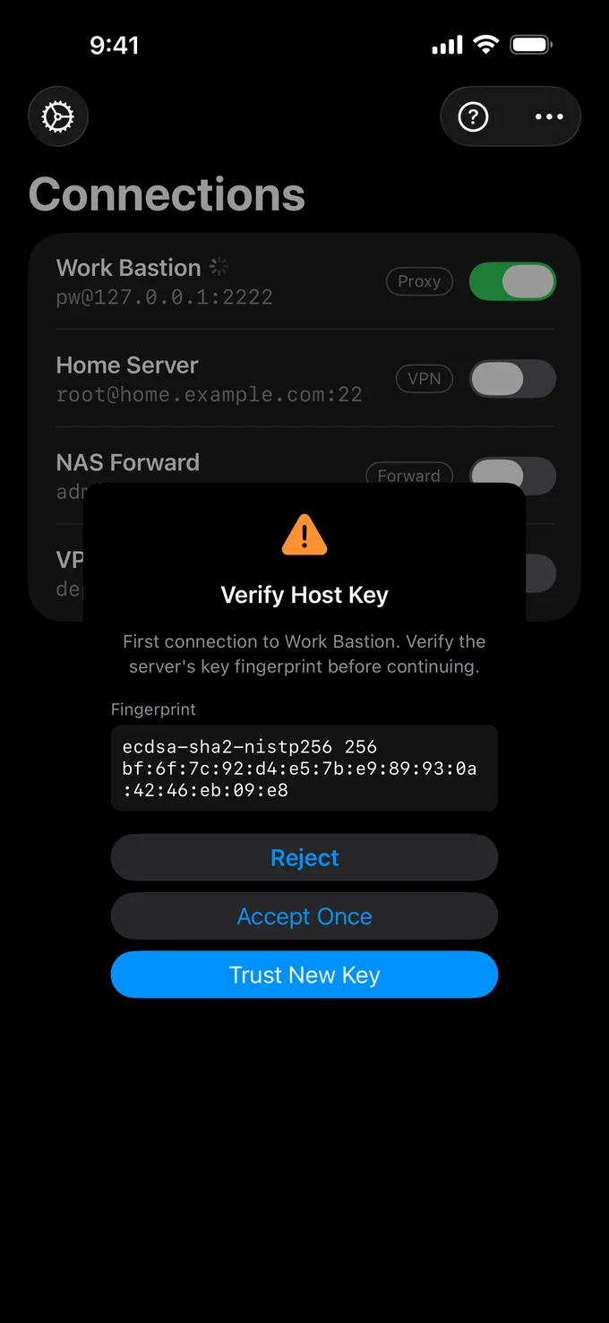 Host key fingerprint alert