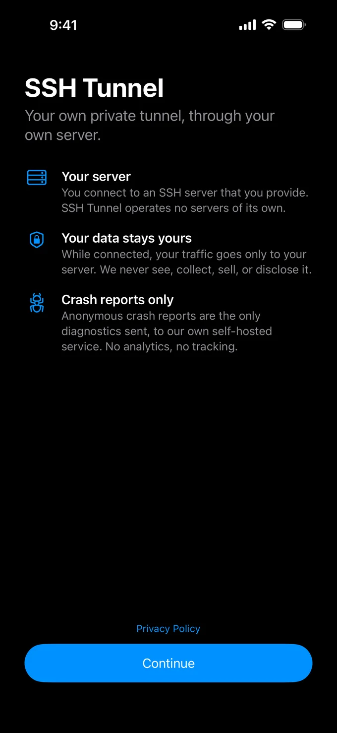 Onboarding privacy screen